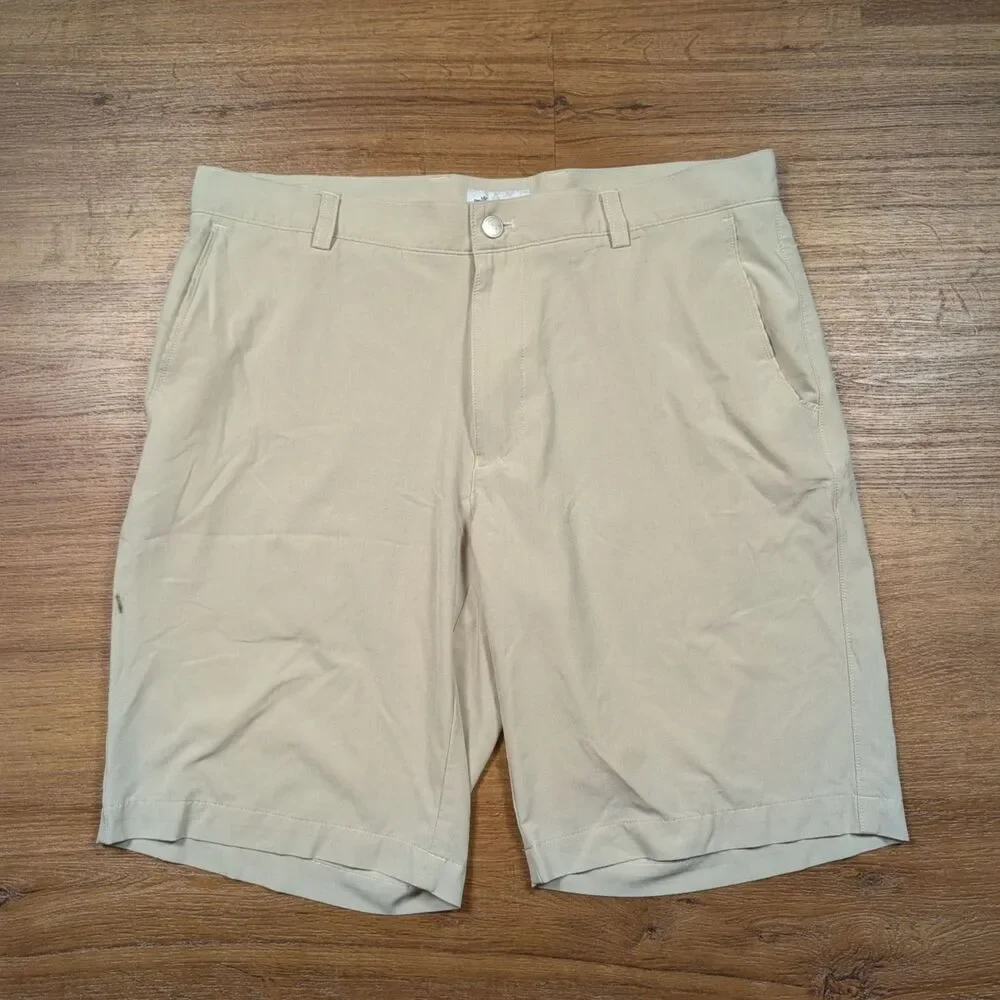 Peter Millar Shackelford Shorts Mens 34 Beige Performance Golf Hybrid Stretch
